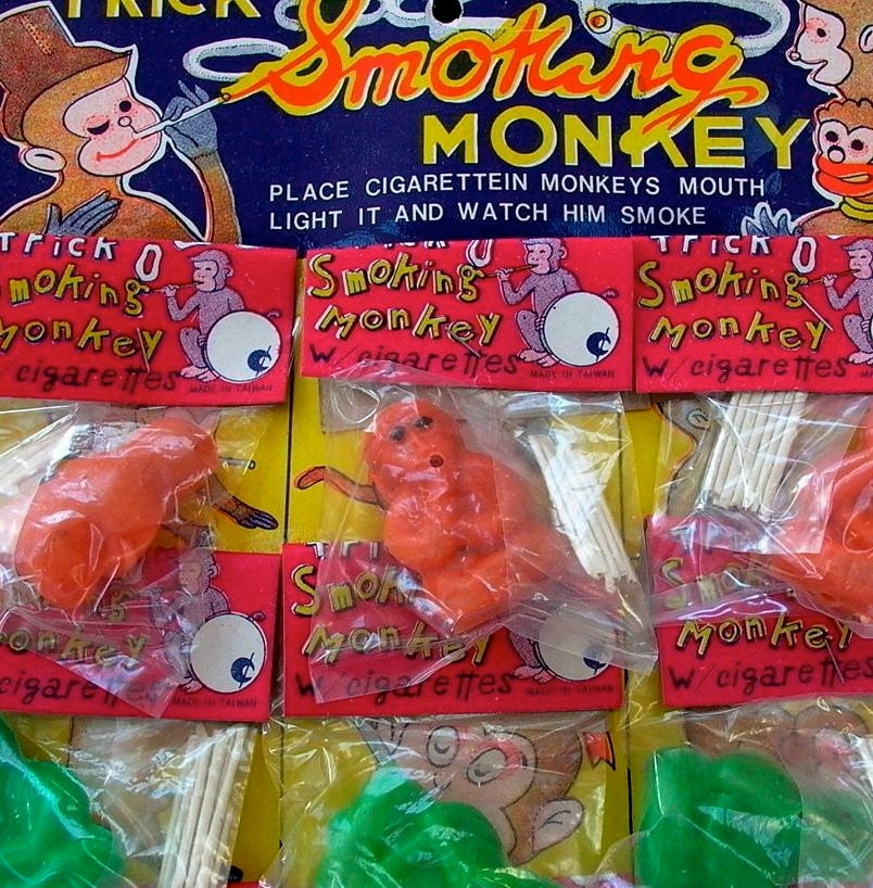 Vintage Smoking Monkey Toy Novelty Dime Store Gag Cigarette