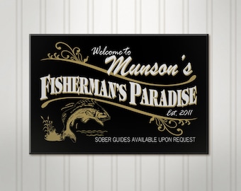 Personalized Fishing Sign, Fisherman ManCave Pub Sign, Personalized Sign, Personalized Beer Sign, Man Cave Bar Decor