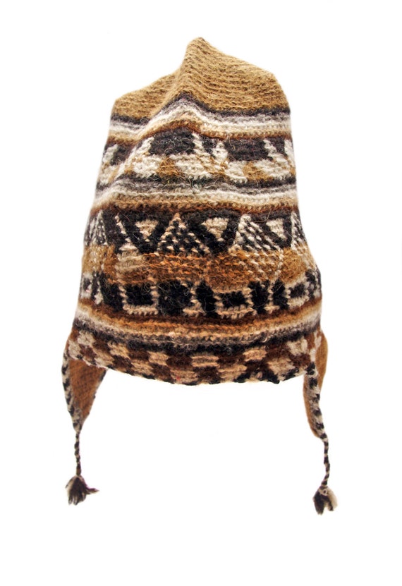 Peruvian beanie 100% llama wool Chullo Rombos by ekekooArtshop