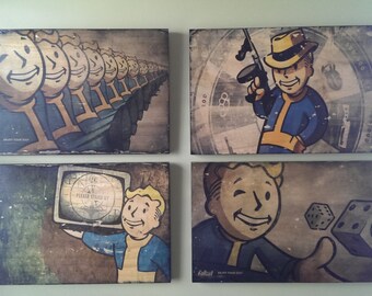 Fallout Vintage Wooden Canvas Photos / Signs (Ships free in US)