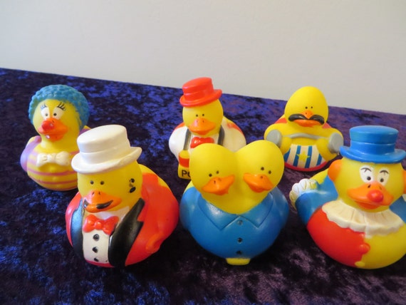 Circus/Carnival rubber ducks.Two-headed duck a clown a