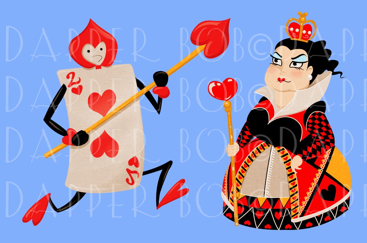 Alice In Wonderland Queen Of Hearts And Card Guard Clip Art