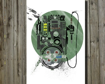 Ghostbusters proton pack print movie poster minimalist poster geek art print sci fi print