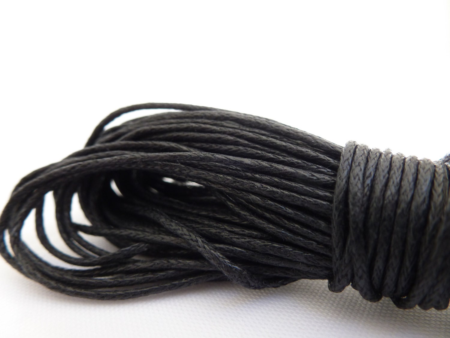 10mtrs Black Waxed Cotton Cord 1mm