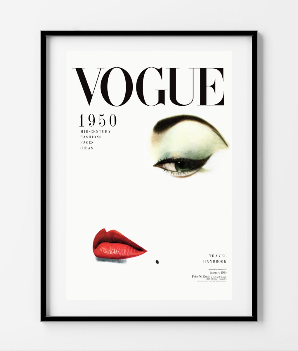 Vintage Vogue Cover Poster Print or Stretched by HomeandAbodeAUS