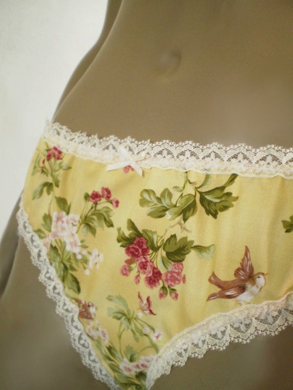 Yellow Cotton Panties With Birds And Blossom Old By Swoon On Etsy