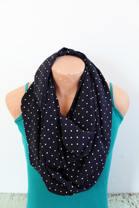 Womens scarves navy with white polka dots