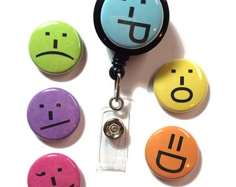 Smiley ID Badge Holder - Interchangeable ID Badge Reel or Lanyard for ...