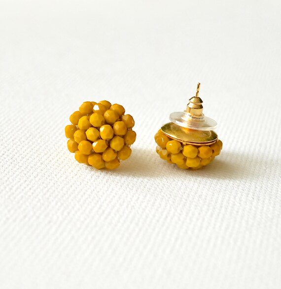 Mustard Stud Earrings Yellow Stud Earrings Mustard Posts Yellow