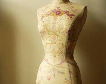 Home Decor Mannequin Dress Form Display Vintage French Style Laura Ashley Fabric - Fleur