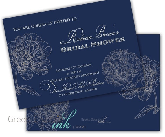 PEONY FLOWER Bridal Shower Birthday Baby Shower Printable Party Invitation - Printing Available Il_570xn