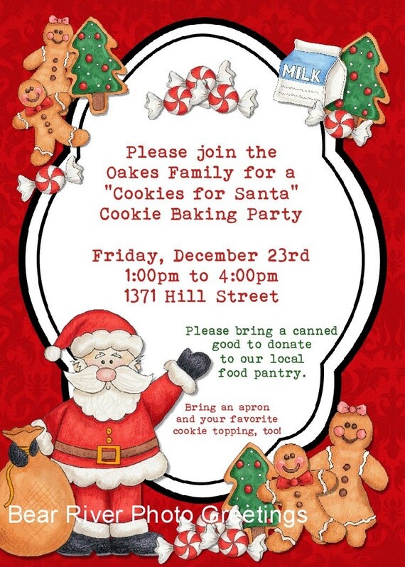 Items similar to Cookies for Santa Baking Party Invitation &ndash; Printable