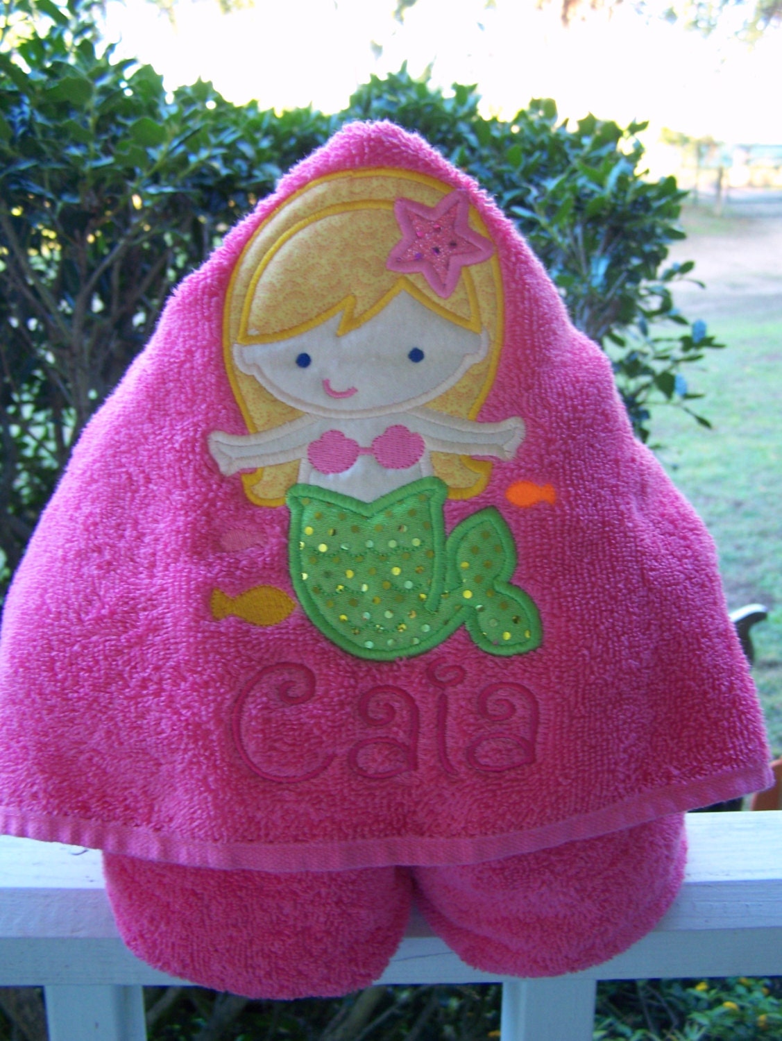Mermaid Kids Hooded bath towel. Personalized Hooded bath
