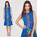 Vintage 70s Mexican Dress FRED LEIGHTON Blue MONKEY Ethnic Folk Art Shift Dress