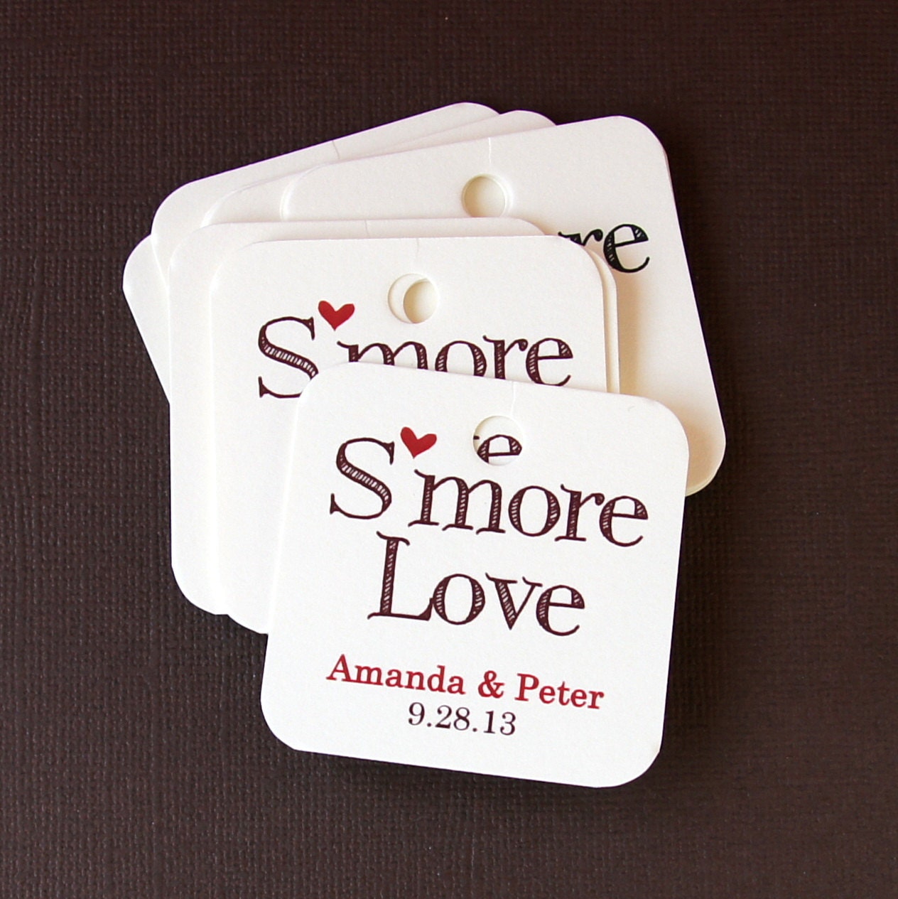 Smore Love with Heart . 20 Personalized Wedding Favor Tags
