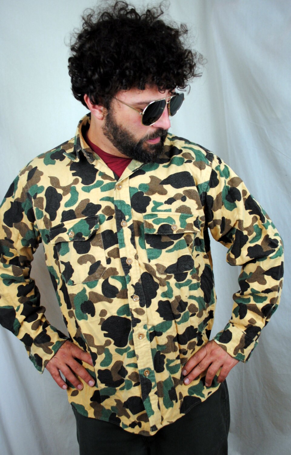 Vintage LL Bean Men's Camo Chamois Cloth Shirt