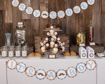 Mustache Baby Shower Decorations - It's a Boy BABY SHOWER Banner - Little Man Baby Shower Decorations - Mustache Shower - Mustache Banner