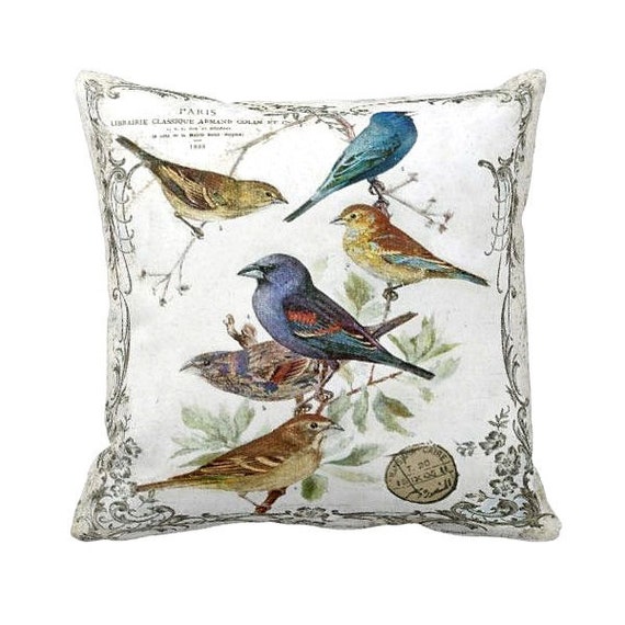 Pillow Cover Springtime Birds by JolieMarche on Etsy