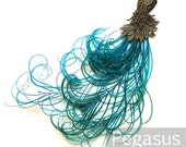 Victorian Bronze Peacock with Peacock feather plume tail  (1 Pieces)(7 inches long) use on fascinators, hats, wedding decoration, wreaths
