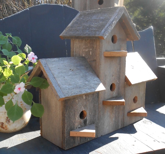 SALE Barnwood Birdhouse Barn wood 4 plex Bird House