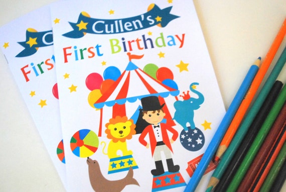 6 Circus Coloring Books, Party Personalized Coloring Books, Party Favors A864 Il_570xn