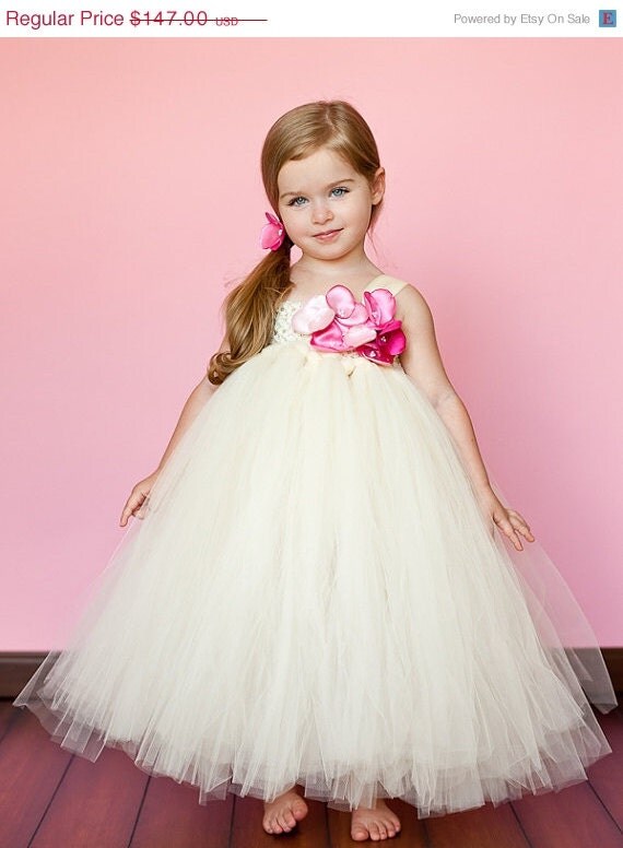 20 OFF SALE Ivory Flower Girl Tutu Dress by TheLittlePeaBoutique