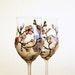 Wine Glasses, Wedding Glasses Hand Painted Sakura Cherry Blossom, Swarovski Cristals Set of 2