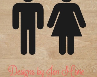 wall Signs, Signs Women's etsy  Decal bathroom Restroom decals Restroom Door Vinyl Bathroom Set,