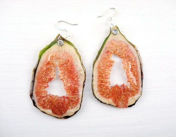 Fig Earrings - Fruit Jewelry - Vegan