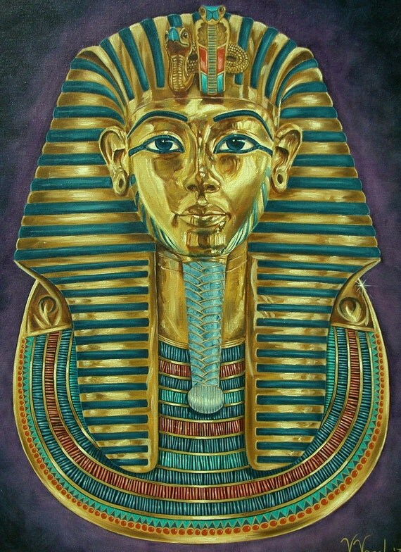 Items similar to King Tut Gold Mask 18x24 original oil painting on ...
