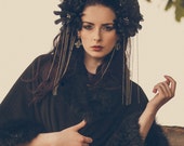 Gothic Couture 'Black Dahlia' Velvet Kokoshnik Headdress