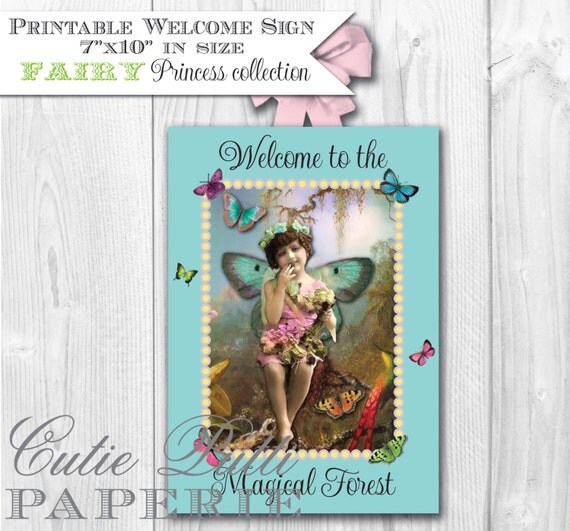 PRINTABLE WELCOME SIGN - Fairy Princess Collection - Cutie Putti Paperie Il_570xn