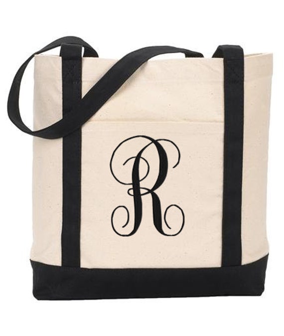 SALE Monogrammed Tote Bag Personalized Custom Embroidery