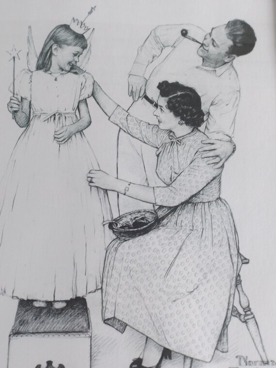 Norman Rockwell original pencil drawing vintage print from