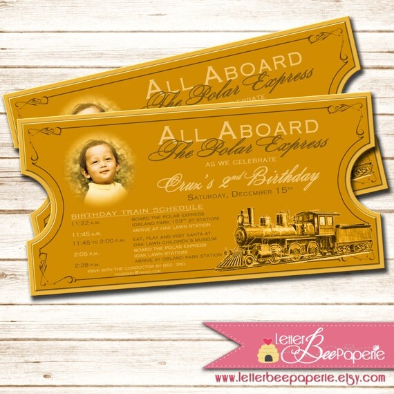 Polar Express-Inspired Birthday Party Ticket Invitations - Printable Photo Invite - Train Tickets - Boy / Girl Parties - Winter, Holidays Il_570xn