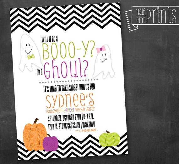 Halloween Gender Reveal Party Invitations 2