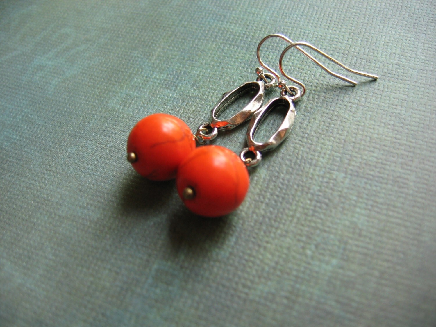 Orange Earrings Gemstone Jewelry Orange Turquoise Gemstone