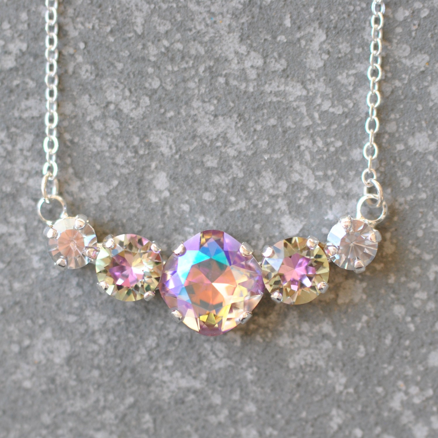 Tennis Necklace Swarovski Crystal Lavender Aurora by MASHUGANA