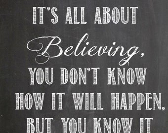 Instant Download-Faith & Belief Motivating Quote on Chalkboard Background