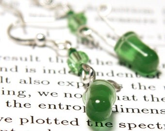 Wearable Tech Electronic Jewelry Green LED Earrings Computer Earrings Technology Eco Friendly Jewelry Sterling Silver