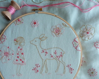 Embroidery pattern, Hand embroidery design, Embroidery pdf - Bambi Girl - Printable home décor, Printable designs, Digital embroidery