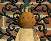 Extreme Primitive Folk Art Pumpkin Doll - round head - rustic, simple, prim
