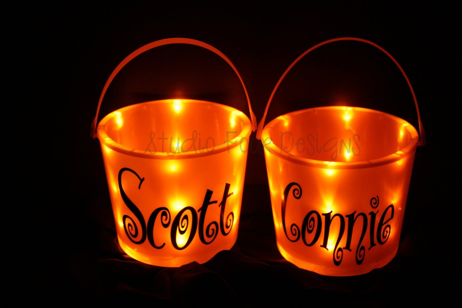 Personalized Light up Halloween Bucket by StudioFourDesigns