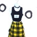60s Yellow and Black Wool Kilt with Leather Buckles / Clueless / Tartan / Grunge / 90s