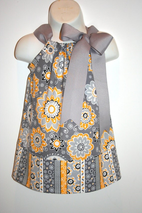 Yellow and grey pillowcase dress by morningblossoms on Etsy