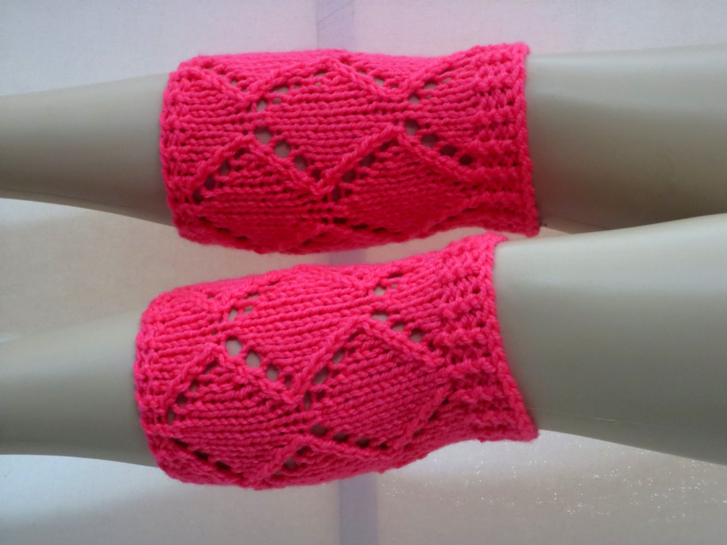 Pink Short Knit Boot Cuffs Short Leg Warmers. Crochet Boot