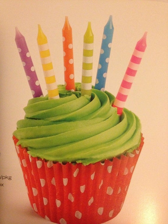 Striped Polka Dot Birthday Candles - Your choice of colors Il_570xn