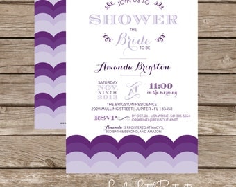 Printable Purple Ombre Bridal Shower Invitation - Lovely Little Party