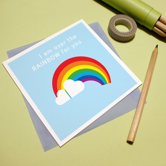 Items similar to Rainbow Love Card - Over the rainbow for You / Gay ...