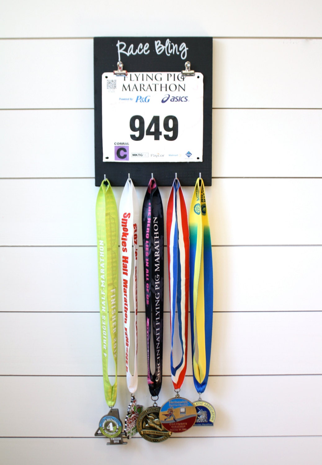 Running Race Bib and Medal Display Race Bling